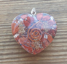 Load image into Gallery viewer, ORGONE RED JASPER Gemstone Heart Shaped Pendant Orgone (One)