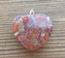 Load image into Gallery viewer, ORGONE RED JASPER Gemstone Heart Shaped Pendant Orgone (One)