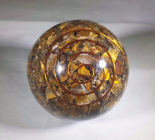Load image into Gallery viewer, LARGE (60-70mm) TIGER EYE stone Orgone Gemstone Sphere Orgone Sphere