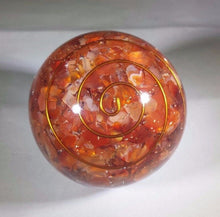 Load image into Gallery viewer, LARGE (60-70mm) CARNELIAN stone Orgone Gemstone Sphere Orgone Sphere