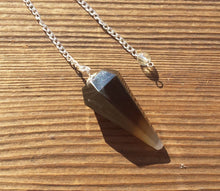 Load image into Gallery viewer, GREY AGATE Natural Stone Gemstone Faceted Pendulum