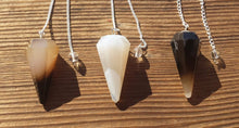 Load image into Gallery viewer, GREY AGATE Natural Stone Gemstone Faceted Pendulum