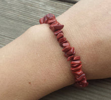 Load image into Gallery viewer, RED JASPER Natural Stone Gemstone Stretchy Chip Bracelet