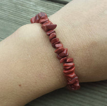 Load image into Gallery viewer, RED JASPER Natural Stone Gemstone Stretchy Chip Bracelet