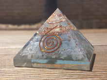 Load image into Gallery viewer, LARGE (50-55mm) ANGELITE Orgone Gemstone Pyramid Large Pyramid Orgone
