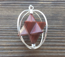 Load image into Gallery viewer, Natural RED JASPER Merkaba Pendant Gemstone Merkaba Spinning Star Pendant