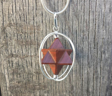 Load image into Gallery viewer, Natural RED JASPER Merkaba Pendant Gemstone Merkaba Spinning Star Pendant