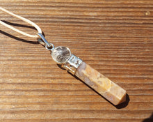 Load image into Gallery viewer, CHRYSOBERYL 2 Stone Crystal Point Pendant With Quartz Sphere and Cord Stone Natural Gemstone
