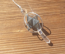 Load image into Gallery viewer, Natural HEMATITE Gemstone 3 Stone Merkaba Spinning Star Faceted Pendulum