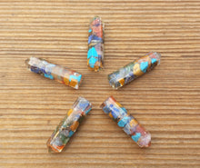 Load image into Gallery viewer, 7 CHAKRA MIXED ORGONE Single Terminated Gemstone Crystal Pencil Point (One)