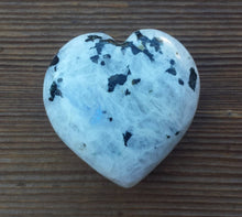 Load image into Gallery viewer, Large NATURAL RAINBOW MOONSTONE Gemstone Puffy Heart 60-70mm