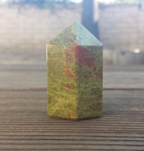 Load image into Gallery viewer, NATURAL UNAKITE Carved Faceted Point Gemstone Crystal Point