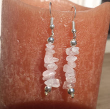 Load image into Gallery viewer, Natural ROSE QUARTZ Handmade Gemstone Chip EARRINGS
