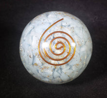 Load image into Gallery viewer, LARGE (60-70mm) ANGELITE stone Orgone Gemstone Sphere Orgone Sphere