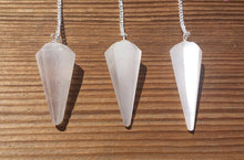 Load image into Gallery viewer, SELENITE Natural Stone Gemstone Faceted Pendulum