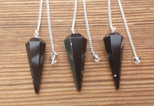 Load image into Gallery viewer, BLACK OBSIDIAN Natural Stone Gemstone Faceted Pendulum