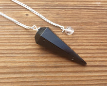 Load image into Gallery viewer, BLACK OBSIDIAN Natural Stone Gemstone Faceted Pendulum