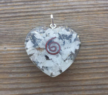 Load image into Gallery viewer, ORGONE RAINBOW MOONSTONE Gemstone Heart Shaped Pendant Orgone (One)