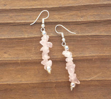 Load image into Gallery viewer, Natural ROSE QUARTZ Handmade Gemstone Chip EARRINGS