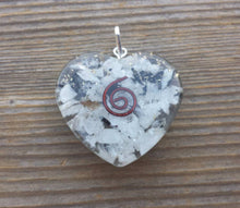 Load image into Gallery viewer, ORGONE RAINBOW MOONSTONE Gemstone Heart Shaped Pendant Orgone (One)