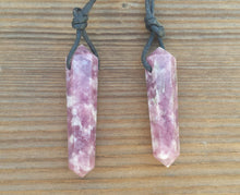 Load image into Gallery viewer, LEPIDOLITE Crystal Point Pendant With Adjustable Cord Stone Natural Gemstone