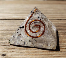 Load image into Gallery viewer, Small (25-30mm) TOURMALATED QUARTZ COIL Orgone Gemstone Pyramid Small Pyramid Orgone