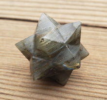 Load image into Gallery viewer, LARGE 12 Point GEMSTONE MERKABA Star Natural Labradorite Rare (One)