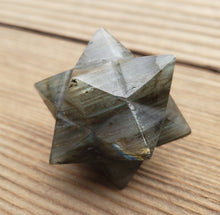 Load image into Gallery viewer, LARGE 12 Point GEMSTONE MERKABA Star Natural Labradorite Rare (One)