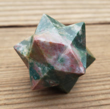 Load image into Gallery viewer, LARGE 12 Point GEMSTONE MERKABA Star Natural Bloodstone Rare (One)