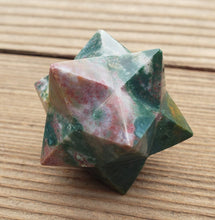 Load image into Gallery viewer, LARGE 12 Point GEMSTONE MERKABA Star Natural Bloodstone Rare (One)
