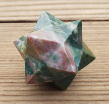 Load image into Gallery viewer, LARGE 12 Point GEMSTONE MERKABA Star Natural Bloodstone Rare (One)