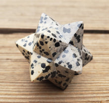 Load image into Gallery viewer, LARGE 12 Point GEMSTONE MERKABA Star Natural Dalmatian Jasper (One)