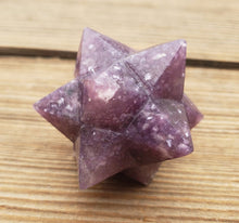 Load image into Gallery viewer, LARGE 12 Point GEMSTONE MERKABA Star Natural Lepidolite (One)