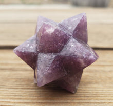 Load image into Gallery viewer, LARGE 12 Point GEMSTONE MERKABA Star Natural Lepidolite (One)