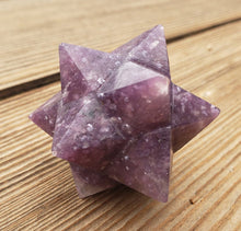 Load image into Gallery viewer, LARGE 12 Point GEMSTONE MERKABA Star Natural Lepidolite (One)