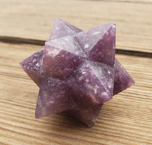 Load image into Gallery viewer, LARGE 12 Point GEMSTONE MERKABA Star Natural Lepidolite (One)