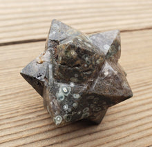 Load image into Gallery viewer, LARGE 12 Point GEMSTONE MERKABA Star Natural Rainforest Rhyolite (One)
