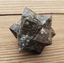 Load image into Gallery viewer, LARGE 12 Point GEMSTONE MERKABA Star Natural Rainforest Rhyolite (One)