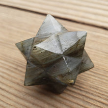 Load image into Gallery viewer, LARGE 12 Point GEMSTONE MERKABA Star Natural Labradorite Rare (One)