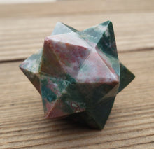 Load image into Gallery viewer, LARGE 12 Point GEMSTONE MERKABA Star Natural Bloodstone Rare (One)