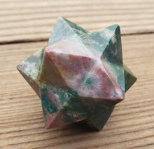 Load image into Gallery viewer, LARGE 12 Point GEMSTONE MERKABA Star Natural Bloodstone Rare (One)