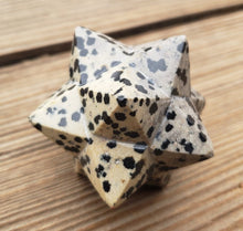 Load image into Gallery viewer, LARGE 12 Point GEMSTONE MERKABA Star Natural Dalmatian Jasper (One)