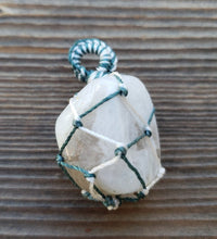 Load image into Gallery viewer, RAINBOW MOONSTONE Netted (Macrame) Tumbled Stone Pendant Stone Natural Gemstone