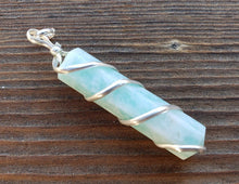 Load image into Gallery viewer, AMAZONITE Spiral Wire Wrapped Pencil Point Pendant Gemstone