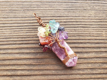 Load image into Gallery viewer, LEPIDOLITE COPPER Flat Point Tree Of Life Pendant Gemstone