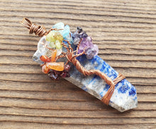 Load image into Gallery viewer, LAPIS LAZULI COPPER Flat Point Tree Of Life Pendant Gemstone