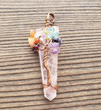 Load image into Gallery viewer, ROSE QUARTZ COPPER Flat Point Tree Of Life Pendant Gemstone