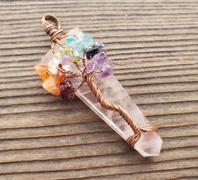 Load image into Gallery viewer, ROSE QUARTZ COPPER Flat Point Tree Of Life Pendant Gemstone