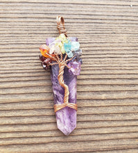 Load image into Gallery viewer, AMETHYST COPPER Flat Point Tree Of Life Pendant Gemstone