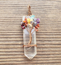 Load image into Gallery viewer, CLEAR QUARTZ COPPER Flat Point Tree Of Life Pendant Gemstone